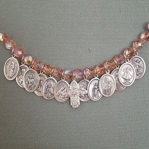 12 Saints pink crystal bracelet